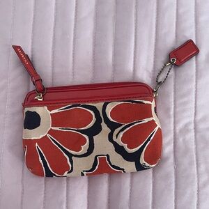 Coach Poppy floral double zip wristlet light wear no strap